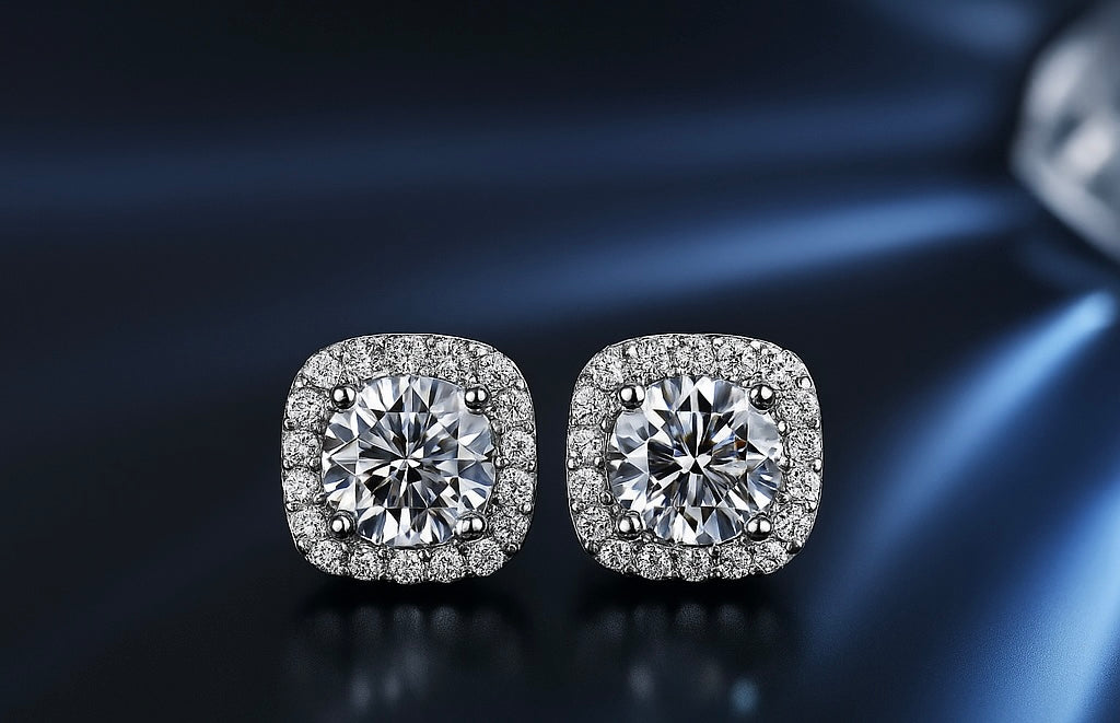 Boucles d’Oreilles Moissanite D VVS1 – Éclat Prestige en Argent 925