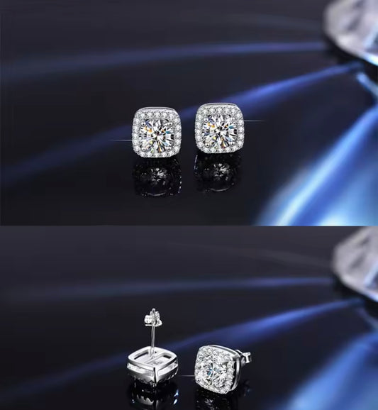 Boucles d’Oreilles Moissanite D VVS1 – Éclat Prestige en Argent 925