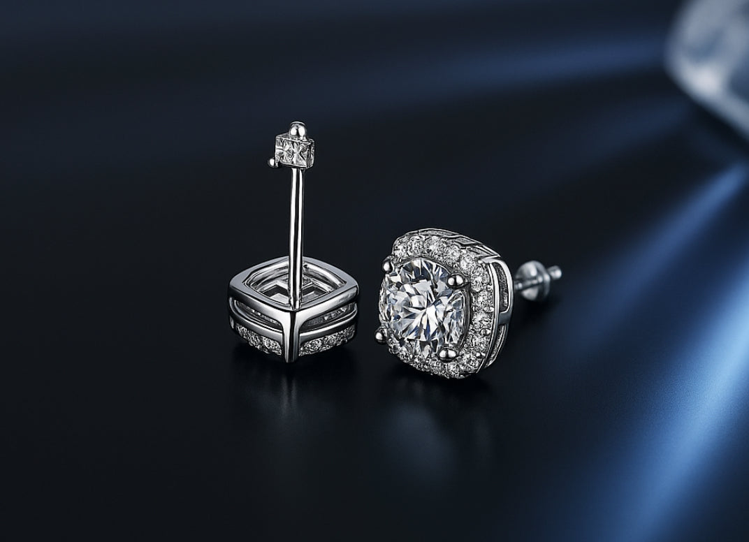 Boucles d’Oreilles Moissanite D VVS1 – Éclat Prestige en Argent 925